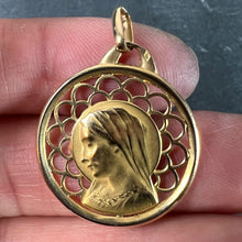 Load image into Gallery viewer, French Dropsy Virgin Mary 18K Yellow Gold Pierced Medal Charm Pendant