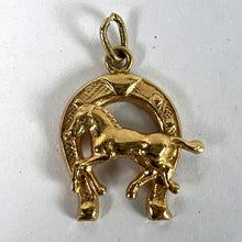 Load image into Gallery viewer, Italian 18K Yellow Gold Lucky Horseshoe Horse Charm Pendant