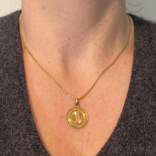 Load image into Gallery viewer, Antique French Engraved Virgin Mary 18K Rose Gold Religious Medal Pendant