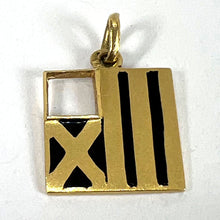 Load image into Gallery viewer, Vintage Deco February Wisdom Pisces Flag Enamel 18K Yellow Gold Charm Pendant