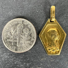 Load image into Gallery viewer, French Art Deco Virgin Mary 18K Yellow Gold Religious Charm Medal Pendant