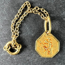 Load image into Gallery viewer, Small Vintage French St Christopher 18K Yellow Gold Charm Pendant with Key Chain