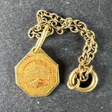Load image into Gallery viewer, Small Vintage French St Christopher 18K Yellow Gold Charm Pendant with Key Chain