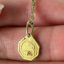 Load image into Gallery viewer, Small Vintage French St Christopher 18K Yellow Gold Charm Pendant with Key Chain