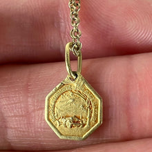 Load image into Gallery viewer, Small Vintage French St Christopher 18K Yellow Gold Charm Pendant with Key Chain