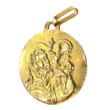 Load image into Gallery viewer, Vintage French St Christopher 18K Yellow Gold Charm Pendant