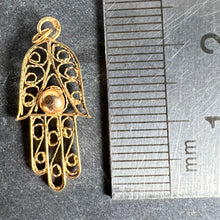 Load image into Gallery viewer, French Hamsa Hand Protective Amulet 18K Yellow Gold Charm Pendant