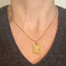 Load image into Gallery viewer, French Aquarius Starsign Zodiac 18K Yellow Gold Charm Medal Pendant