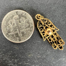 Load image into Gallery viewer, French Hamsa Hand Protective Amulet 18K Yellow Gold Charm Pendant