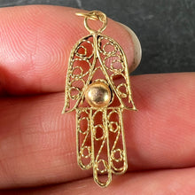 Load image into Gallery viewer, French Hamsa Hand Protective Amulet 18K Yellow Gold Charm Pendant