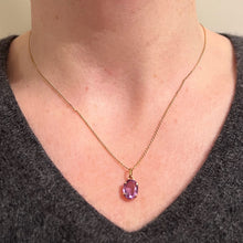 Load image into Gallery viewer, Vintage French 18K Yellow Gold Purple Amethyst Oval Pendant