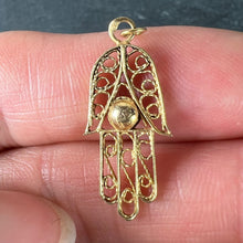 Load image into Gallery viewer, French Hamsa Hand Protective Amulet 18K Yellow Gold Charm Pendant