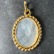 Load image into Gallery viewer, French Oval Mother of Pearl Twisted Wire Frame 18K Yellow Gold Charm Pendant