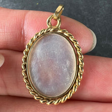 Load image into Gallery viewer, French Oval Mother of Pearl Twisted Wire Frame 18K Yellow Gold Charm Pendant