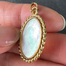 Load image into Gallery viewer, French Oval Mother of Pearl Twisted Wire Frame 18K Yellow Gold Charm Pendant