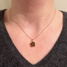 Load image into Gallery viewer, French Rose 18K Yellow Gold Emerald Charm Pendant