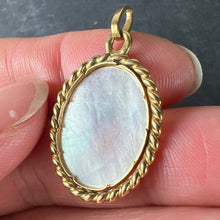 Load image into Gallery viewer, French Oval Mother of Pearl Twisted Wire Frame 18K Yellow Gold Charm Pendant