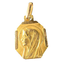 Load image into Gallery viewer, French Art Deco Virgin Mary 18K Yellow Gold Religious Charm Medal Pendant