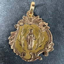 Load image into Gallery viewer, Antique French Virgin Mary Floral 18K Yellow Rose Gold Religious Pendant Medal