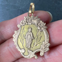 Load image into Gallery viewer, Antique French Virgin Mary Floral 18K Yellow Rose Gold Religious Pendant Medal