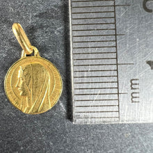 Load image into Gallery viewer, Small Vintage French Mazzoni Virgin Mary 18K Yellow Gold Religious Charm Pendant