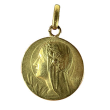 Load image into Gallery viewer, Antique French Emile Monier Virgin Mary 18K Yellow Gold Pendant Charm Medal