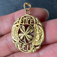 Load image into Gallery viewer, Antique French Semper Fidelis Always Faithful Forever Love 18K Yellow Gold Lucky Clover Pendant