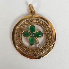 Load image into Gallery viewer, French Lucky Shamrock Four Leaf Clover 18K Yellow Gold Diamond Charm Pendant