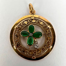 Load image into Gallery viewer, French Lucky Shamrock Four Leaf Clover 18K Yellow Gold Diamond Charm Pendant