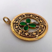 Load image into Gallery viewer, French Lucky Shamrock Four Leaf Clover 18K Yellow Gold Diamond Charm Pendant