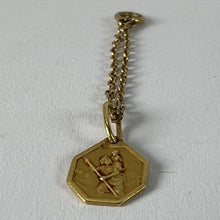 Load image into Gallery viewer, Small Vintage French St Christopher 18K Yellow Gold Charm Pendant with Key Chain