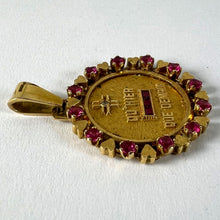 Load image into Gallery viewer, Vintage French Augis Plus Qu’Hier Heart Halo 18K Yellow Gold Love Medal Pendant