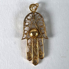 Load image into Gallery viewer, French Hamsa Hand Protective Amulet 18K Yellow Gold Charm Pendant