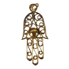 Load image into Gallery viewer, French Hamsa Hand Protective Amulet 18K Yellow Gold Charm Pendant