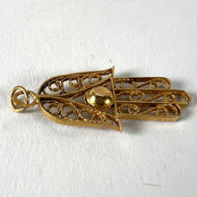Load image into Gallery viewer, French Hamsa Hand Protective Amulet 18K Yellow Gold Charm Pendant