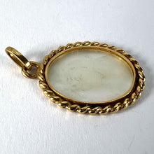 Load image into Gallery viewer, French Oval Mother of Pearl Twisted Wire Frame 18K Yellow Gold Charm Pendant