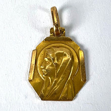 Load image into Gallery viewer, French Art Deco Virgin Mary 18K Yellow Gold Religious Charm Medal Pendant