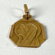 Load image into Gallery viewer, French Art Deco Virgin Mary 18K Yellow Gold Religious Charm Medal Pendant
