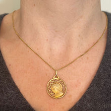 Load image into Gallery viewer, French Dropsy Virgin Mary 18K Yellow Gold Pierced Medal Charm Pendant
