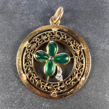 Load image into Gallery viewer, French Lucky Shamrock Four Leaf Clover 18K Yellow Gold Diamond Charm Pendant