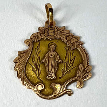 Load image into Gallery viewer, Antique French Virgin Mary Floral 18K Yellow Rose Gold Religious Pendant Medal