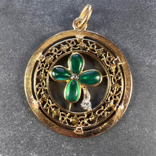 Load image into Gallery viewer, French Lucky Shamrock Four Leaf Clover 18K Yellow Gold Diamond Charm Pendant