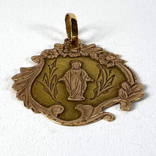 Load image into Gallery viewer, Antique French Virgin Mary Floral 18K Yellow Rose Gold Religious Pendant Medal