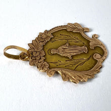 Load image into Gallery viewer, Antique French Virgin Mary Floral 18K Yellow Rose Gold Religious Pendant Medal