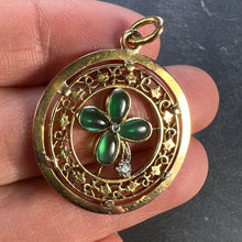 Load image into Gallery viewer, French Lucky Shamrock Four Leaf Clover 18K Yellow Gold Diamond Charm Pendant