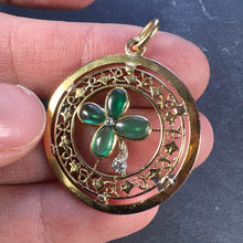 Load image into Gallery viewer, French Lucky Shamrock Four Leaf Clover 18K Yellow Gold Diamond Charm Pendant