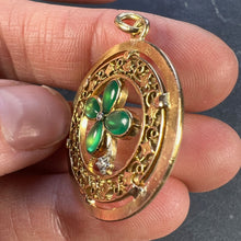 Load image into Gallery viewer, French Lucky Shamrock Four Leaf Clover 18K Yellow Gold Diamond Charm Pendant