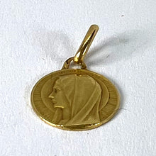 Load image into Gallery viewer, Small Vintage French Mazzoni Virgin Mary 18K Yellow Gold Religious Charm Pendant