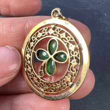 Load image into Gallery viewer, French Lucky Shamrock Four Leaf Clover 18K Yellow Gold Diamond Charm Pendant