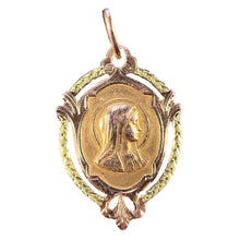 Load image into Gallery viewer, French Virgin Mary 18K Rose Gold Medal Charm Pendant